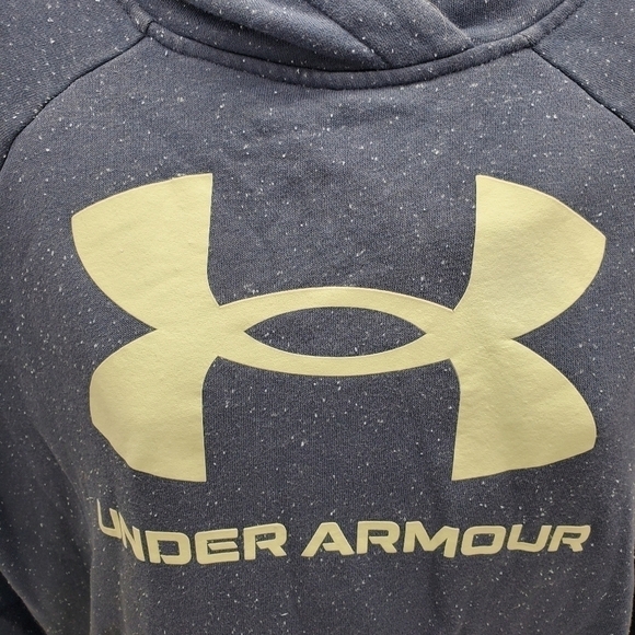 Under Armour Hoodie Womens XS Dark Green Fleck Rival Fleece Logo Raglan - Picture 9 of 9